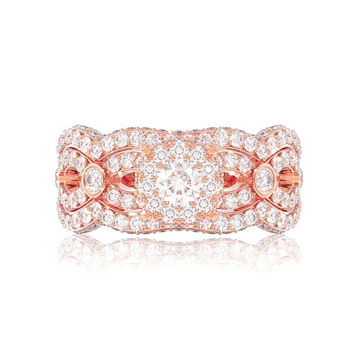 CLUSTER BEZEL 4 ROW DIAMOND ENGAGEMENT RING - 1.75CTW
