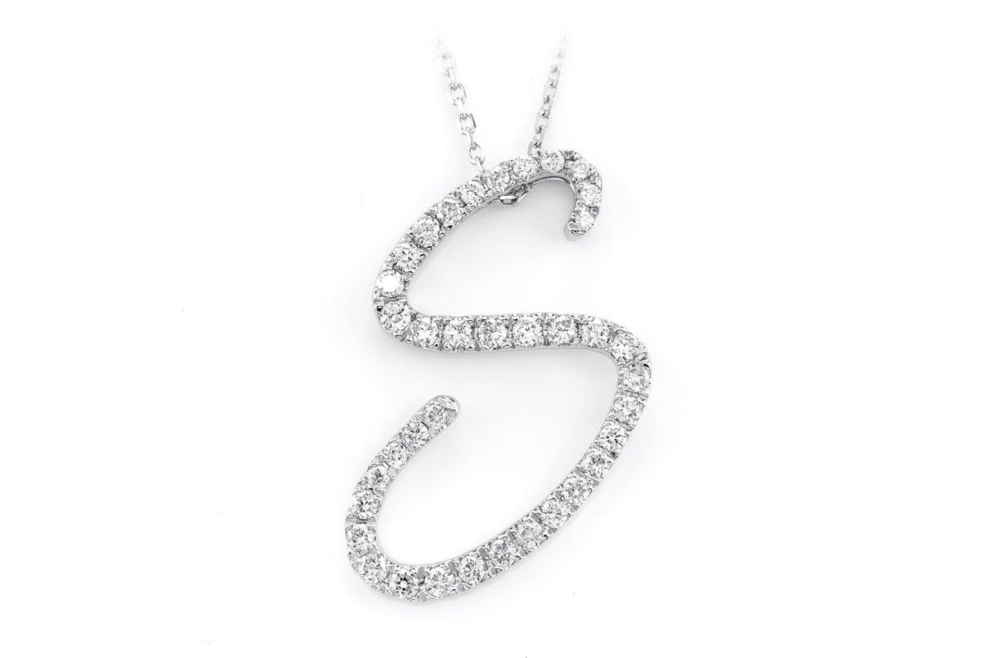 ANY LETTER SCRIPT INITIAL DIAMOND LETTER NECKLACE 14K SOLID GOLD 0.35CTW