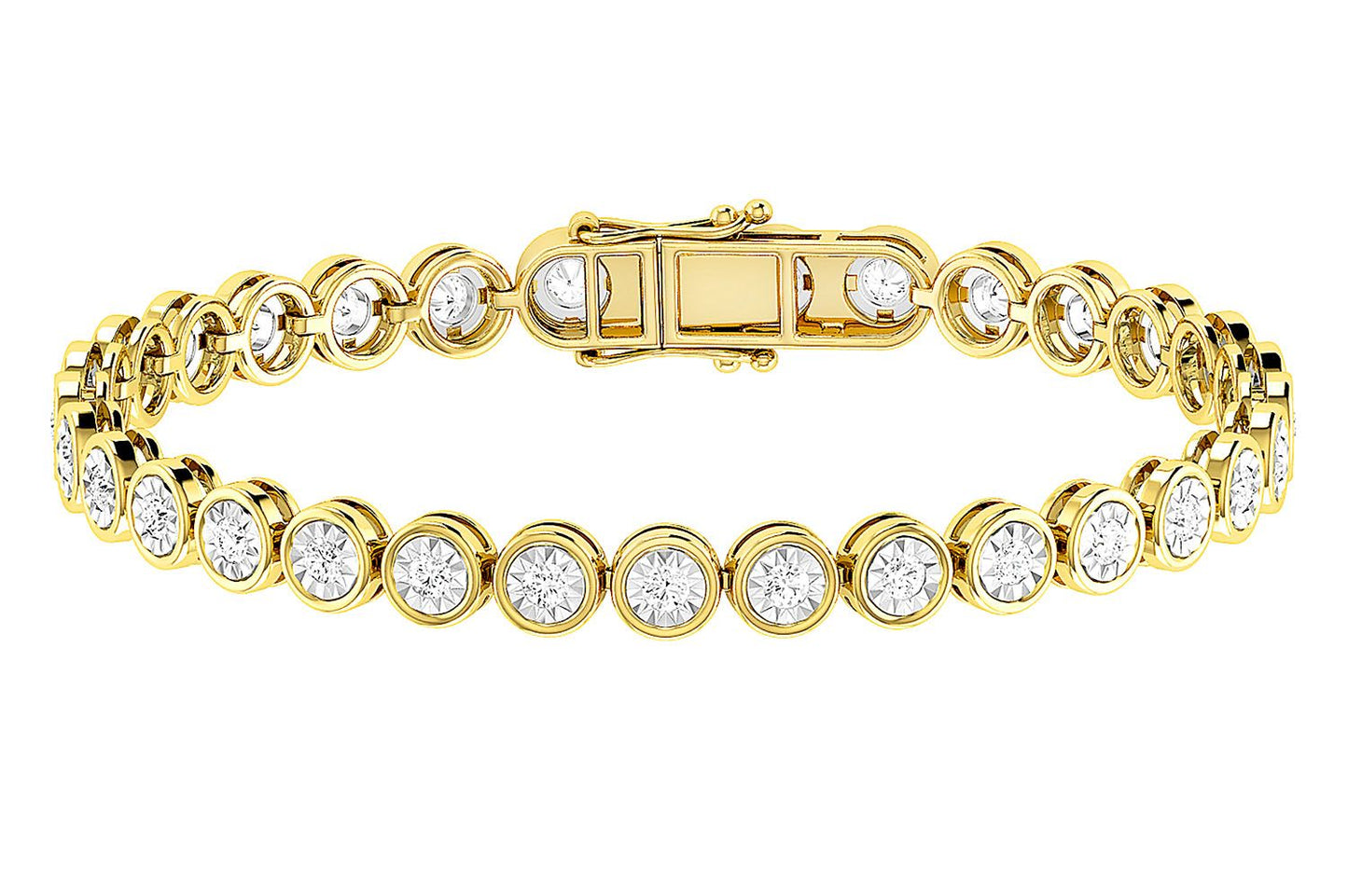 BEZEL SET MIRACLE DIAMOND TENNIS BRACELET 14K SOLID GOLD 3.00CTW