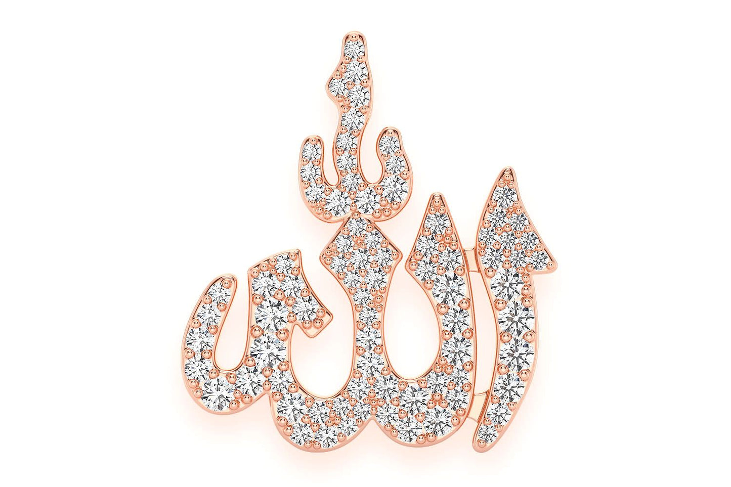 ALLAH ARABIC DIAMOND PENDANT 14K SOLID GOLD .65CTW
