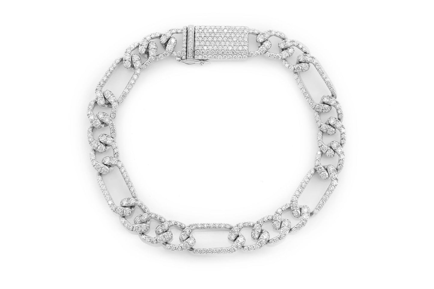 6MM FIGARO LINK DIAMOND BRACELET 14K SOLID GOLD 3.50CTW