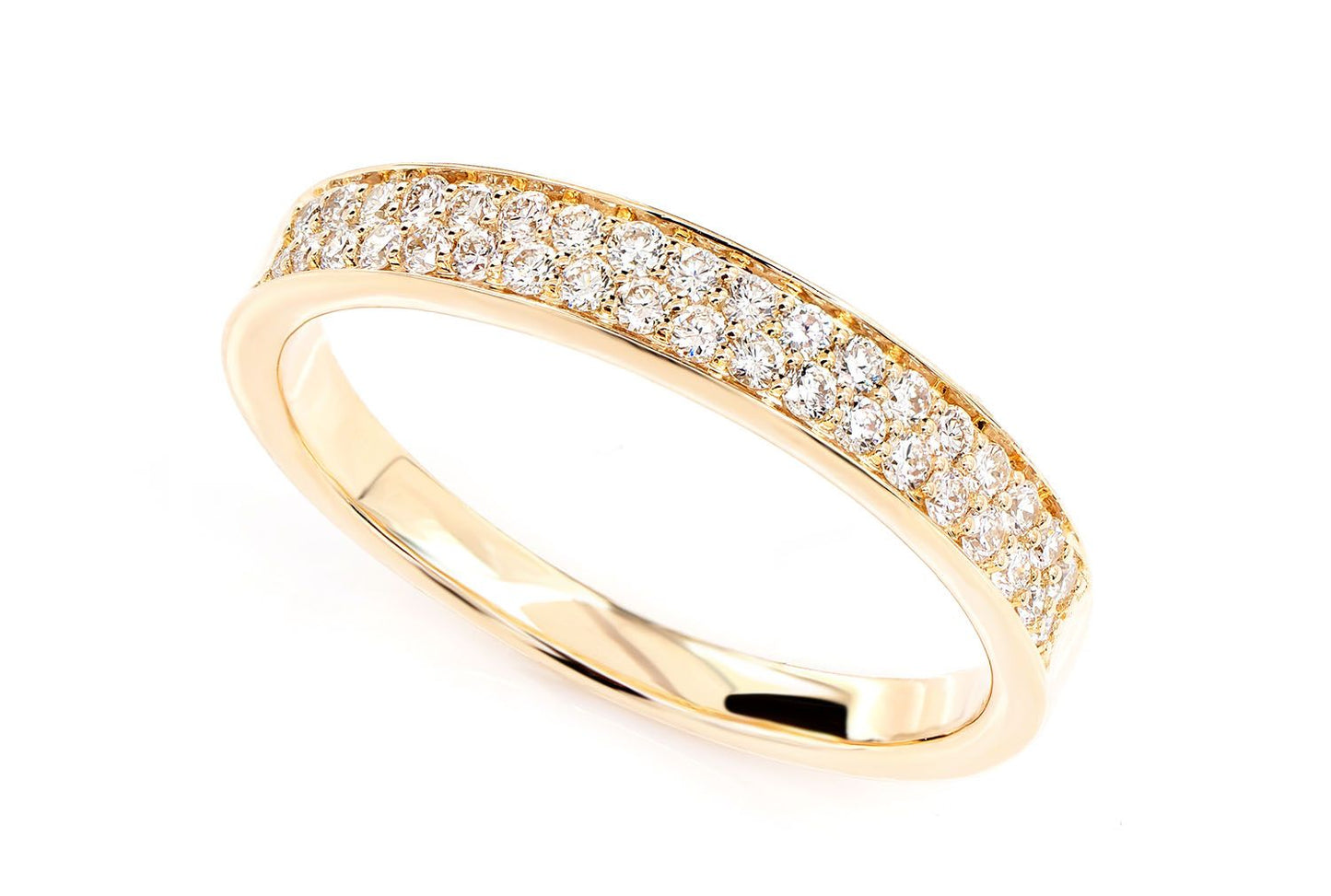 TWO ROW BORDER DIAMOND BAND RING 14K SOLID GOLD 0.33CTW