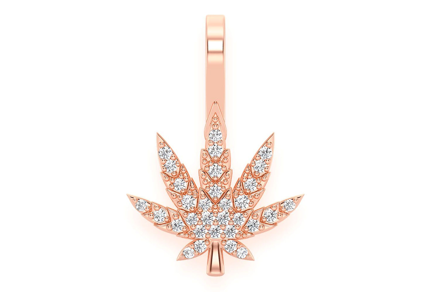 CANNABIS LEAF DIAMOND PENDANT 14K SOLID GOLD 0.15CTW