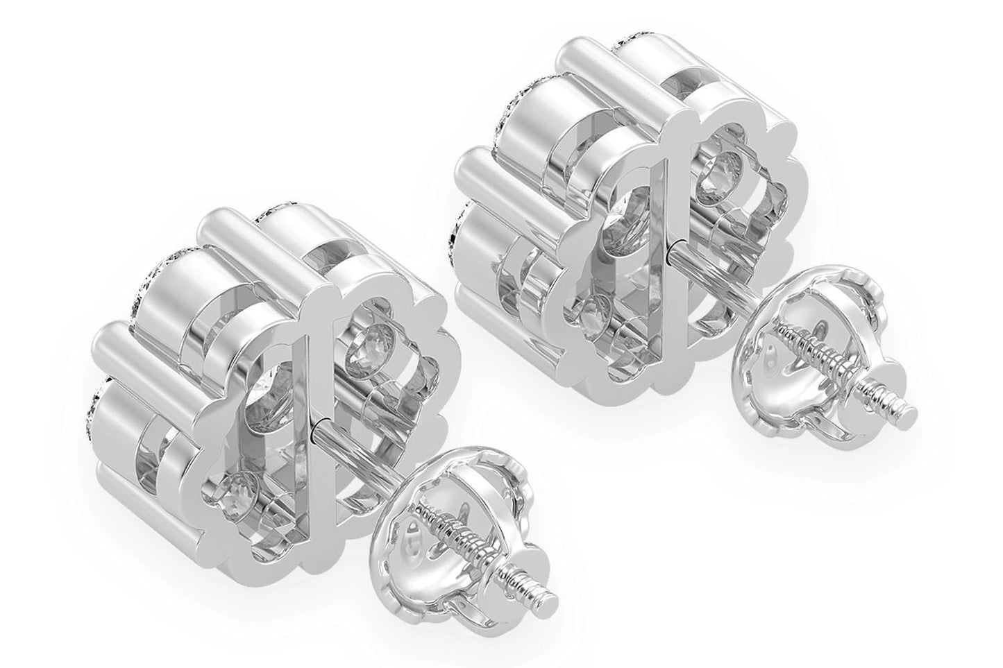 0.50CTW FLOWER STUD DIAMOND EARRINGS 14K SOLID GOLD