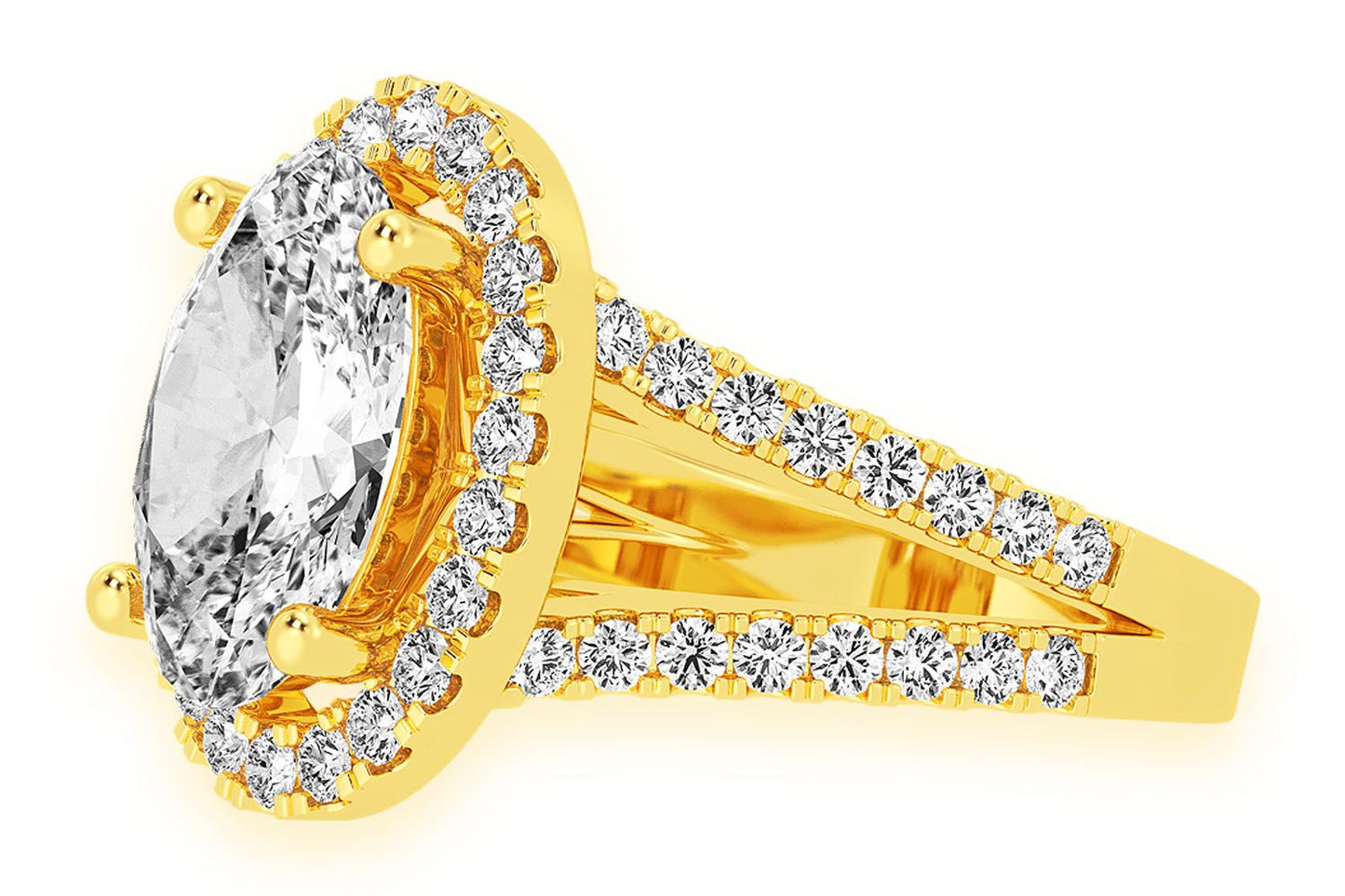 3.00CT OVAL SOLITAIRE - TWO ROW SPLIT - DIAMOND ENGAGEMENT RING