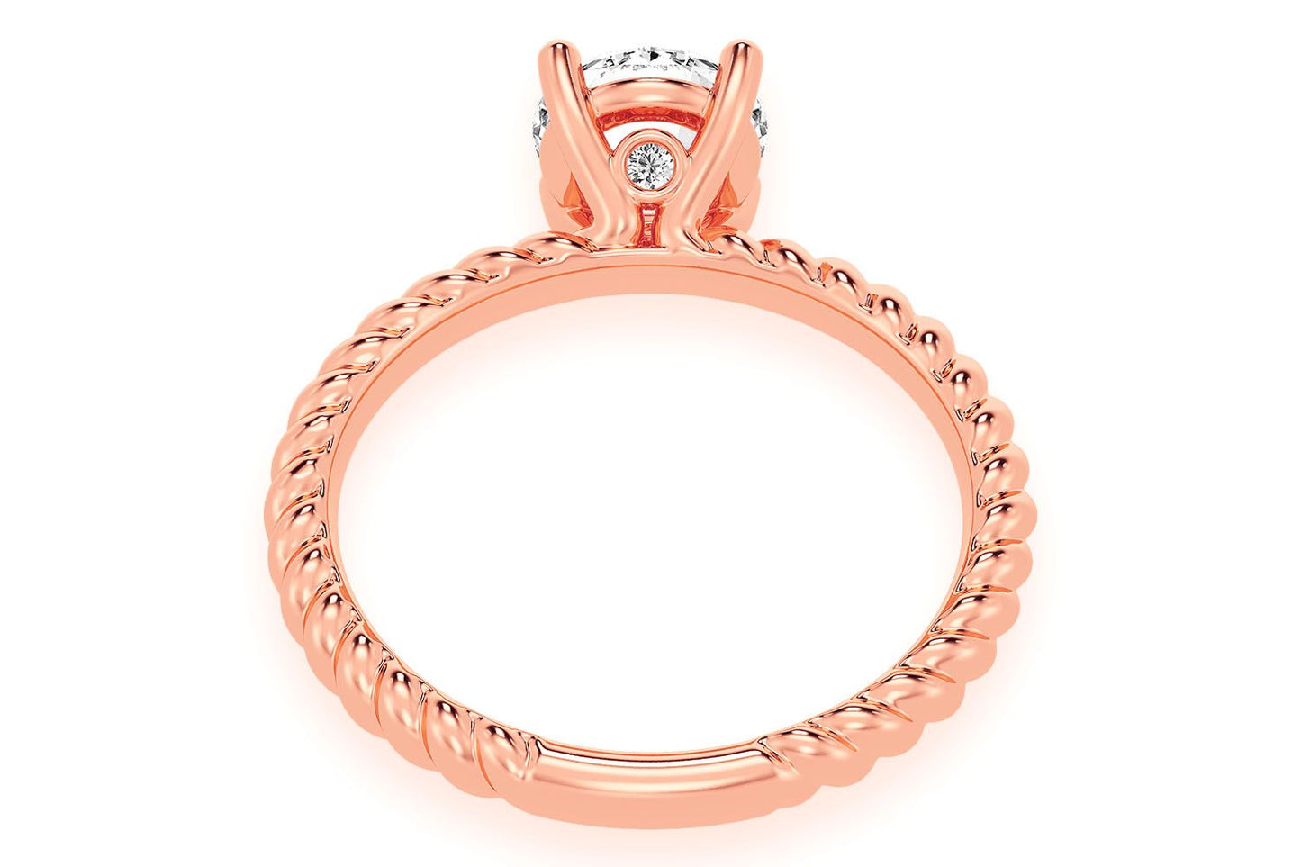 1.00CT ROUND TWIST BAND SOLITAIRE RING 14K
