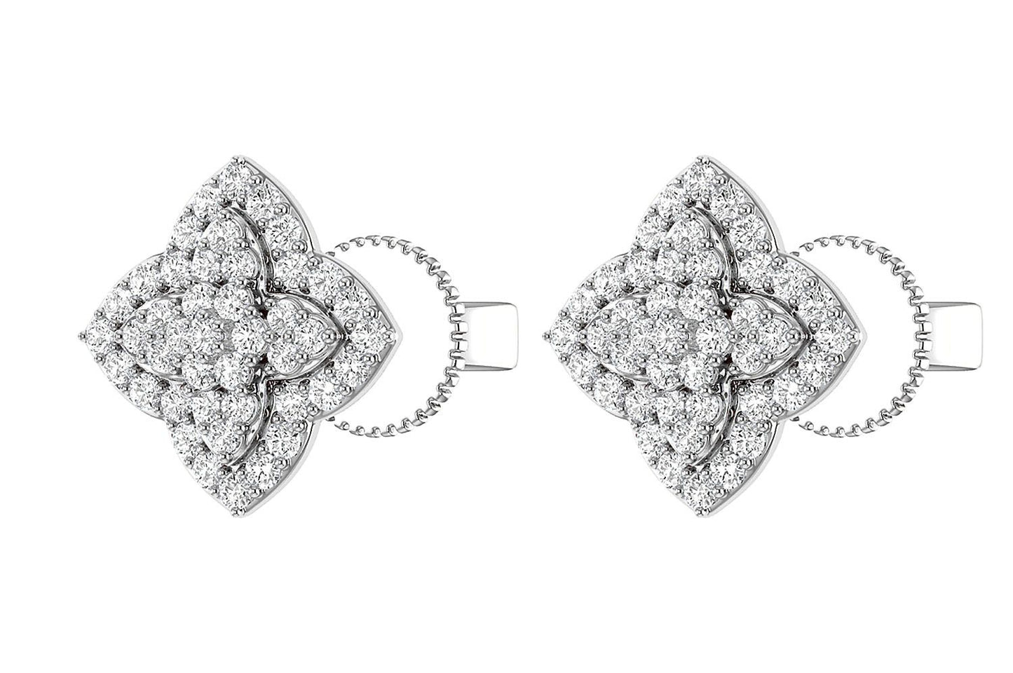 LAYERED 4 POINT STAR DIAMOND STUDS 14K SOLID GOLD 0.45CTW