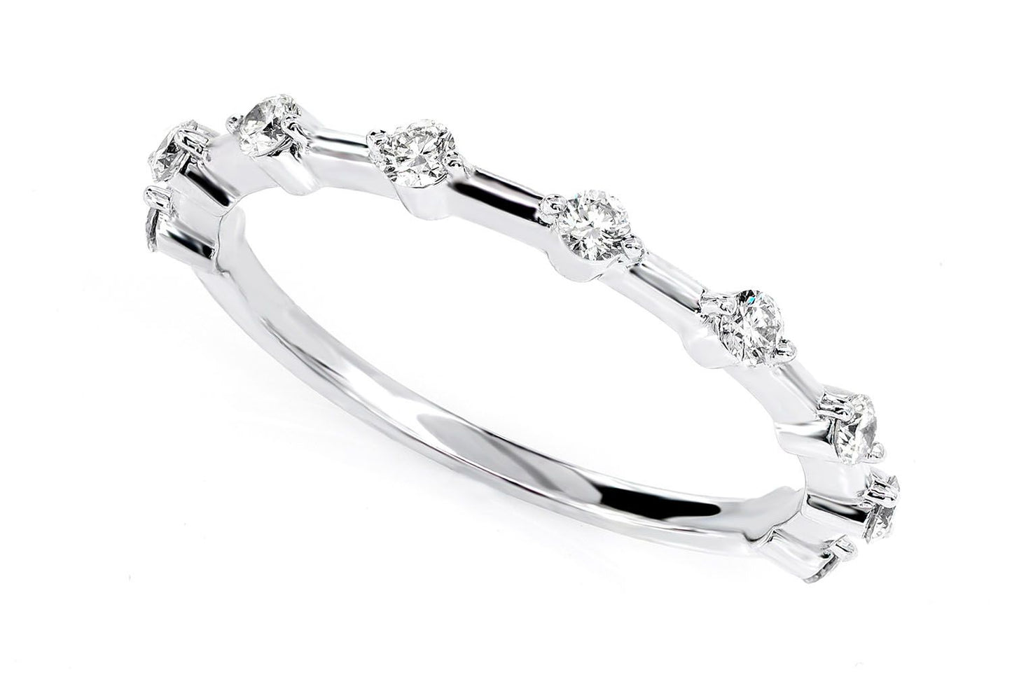 9 STONE STACKABLE DIAMOND BAND RING 14K SOLID GOLD 0.25CTW