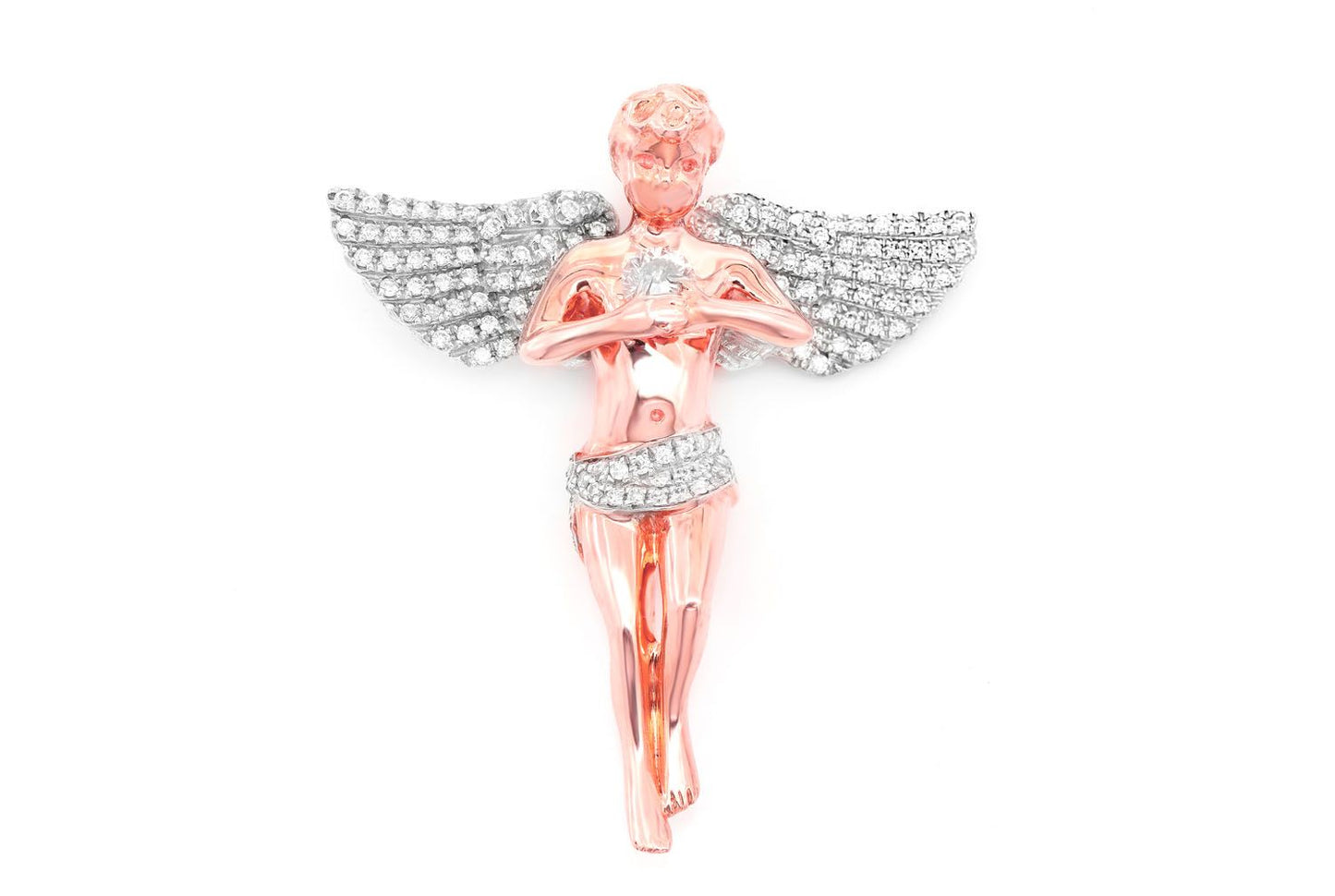 ANGEL DIAMOND PENDANT 14K SOLID GOLD .50CTW