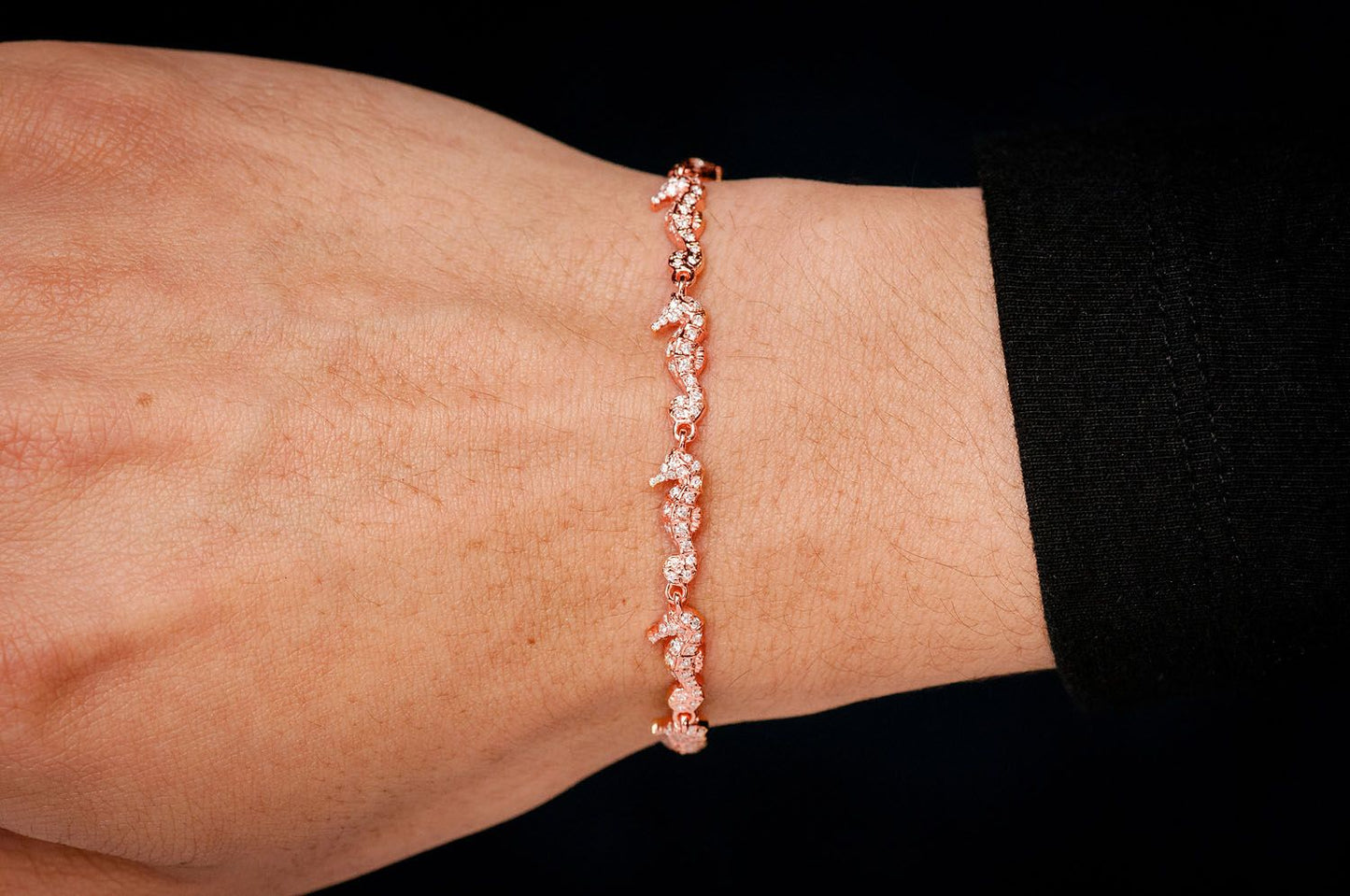 SEAHORSE ETERNITY DIAMOND BRACELET 14K SOLID GOLD 1.35CTW