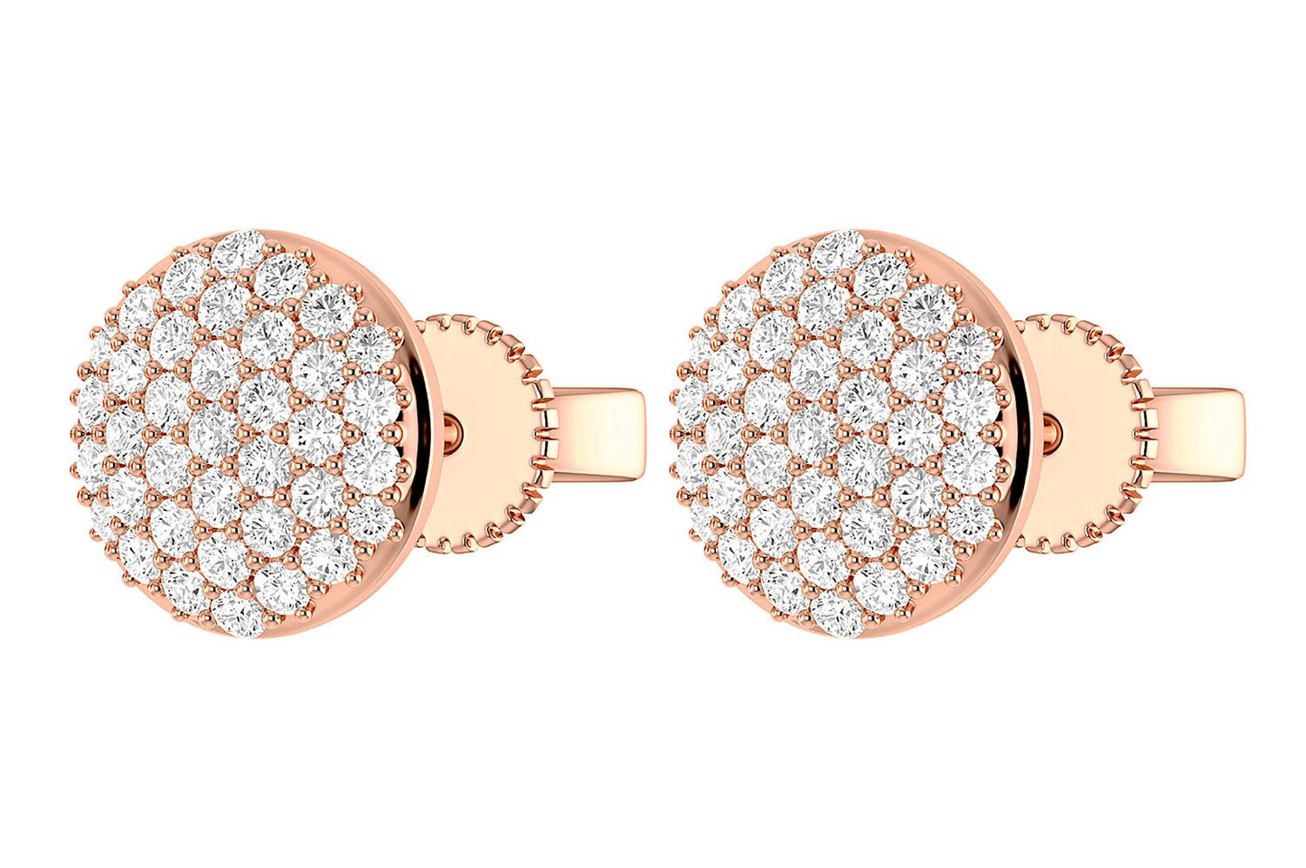 DOME DIAMOND STUD EARRINGS 14K SOLID GOLD 0.50CTW