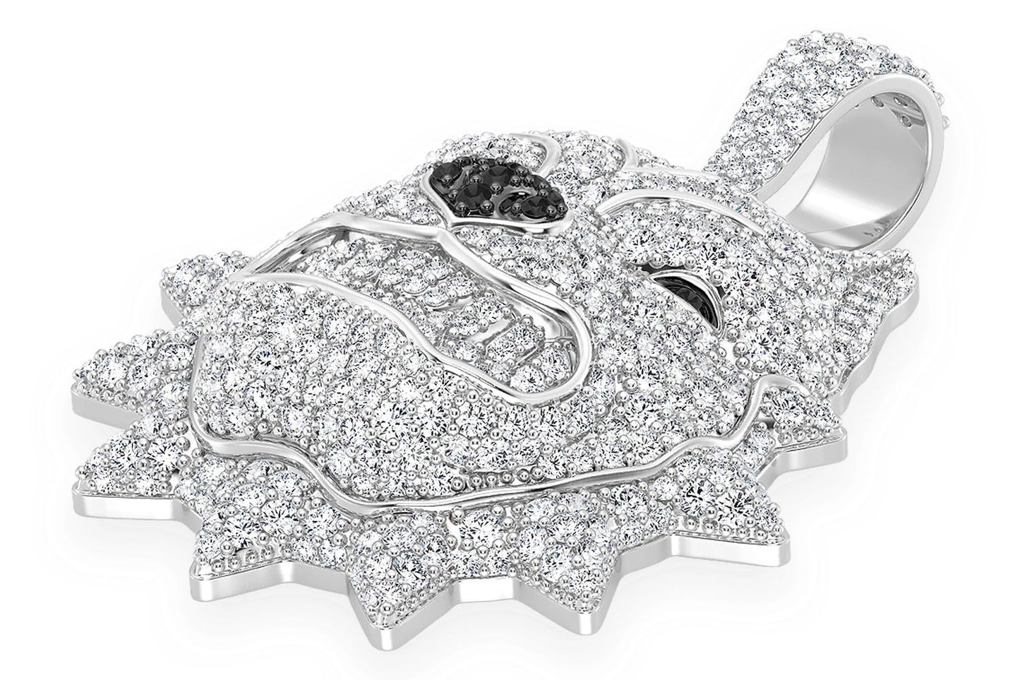 PITBULL SPIKE COLLAR DIAMOND PENDANT 14K SOLID GOLD 3.00CTW