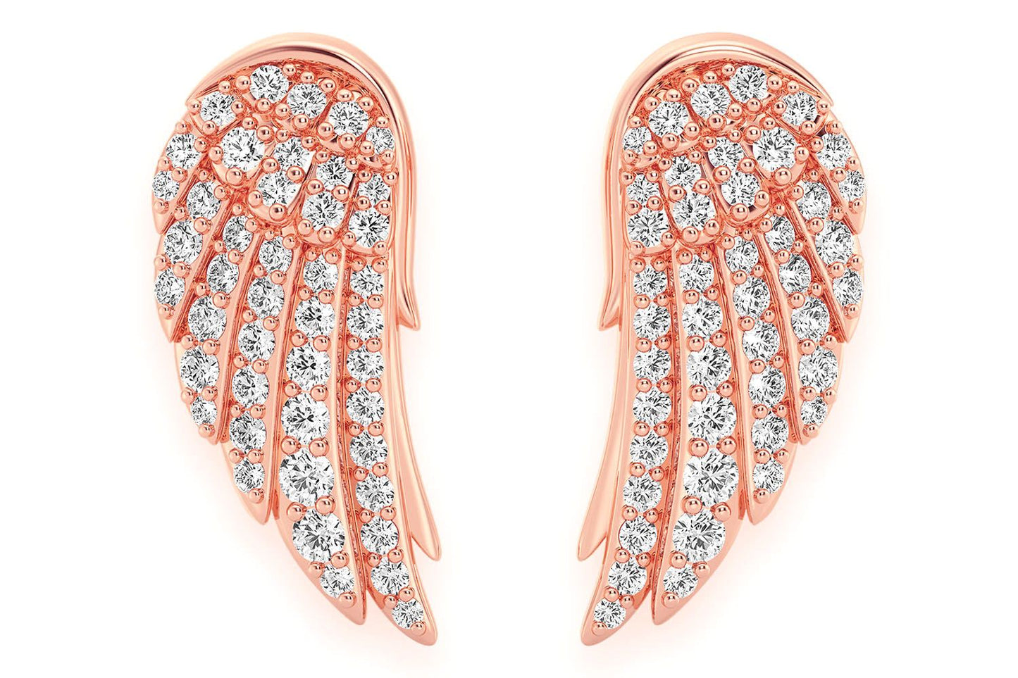 ANGEL WING STUD DIAMOND EARRINGS 14K SOLID GOLD 0.50CTW