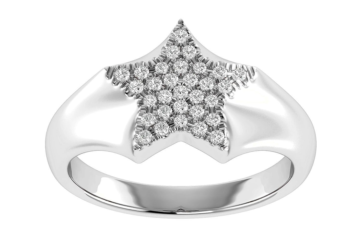 STAR DIAMOND RING 14K SOLID GOLD 0.12CTW