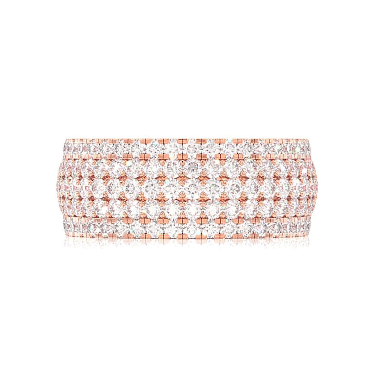 MULTI ROW FRENCH PAVE DIAMOND BAND 14K SOLID GOLD 2.00CTW