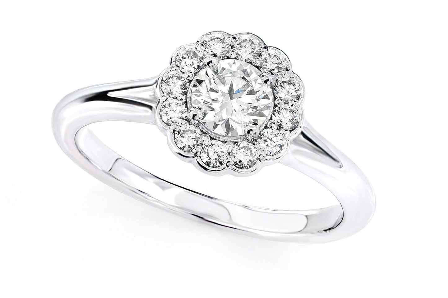FLORAL SPLIT SHANK DIAMOND ENGAGEMENT RING 0.75CTW -14K SOLID GOLD