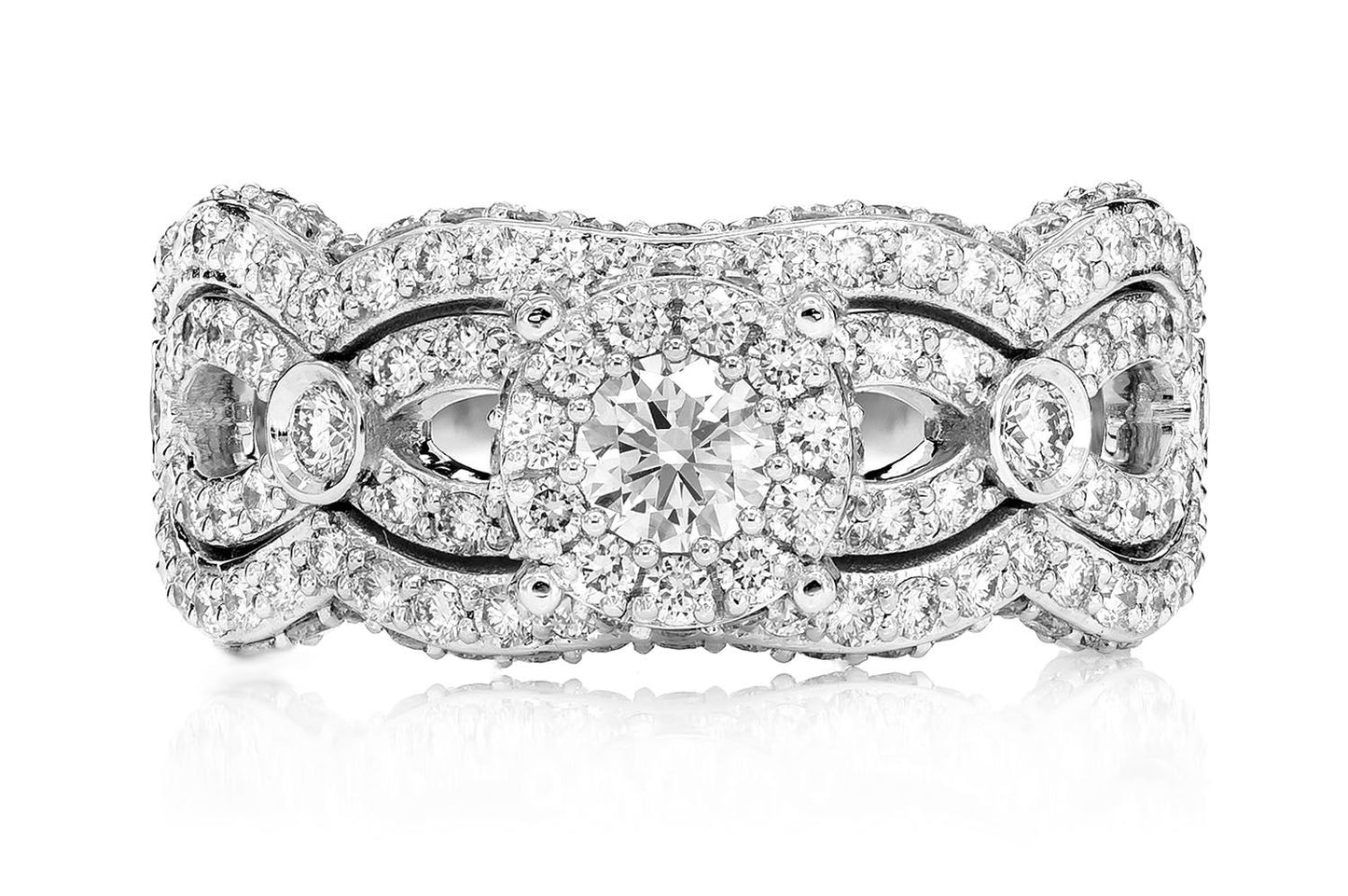 CLUSTER BEZEL 4 ROW DIAMOND ENGAGEMENT RING - 1.75CTW
