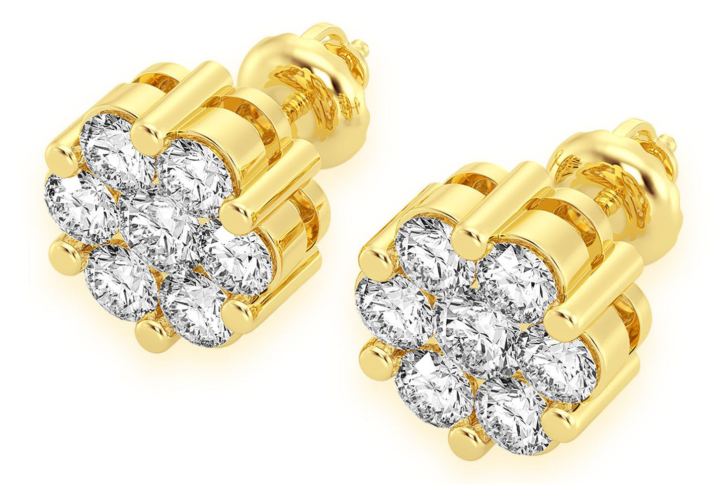 CERCEI CU DIAMANTE ȘI FLOARE DE 4.00 CT, AUR MASIV DE 14K