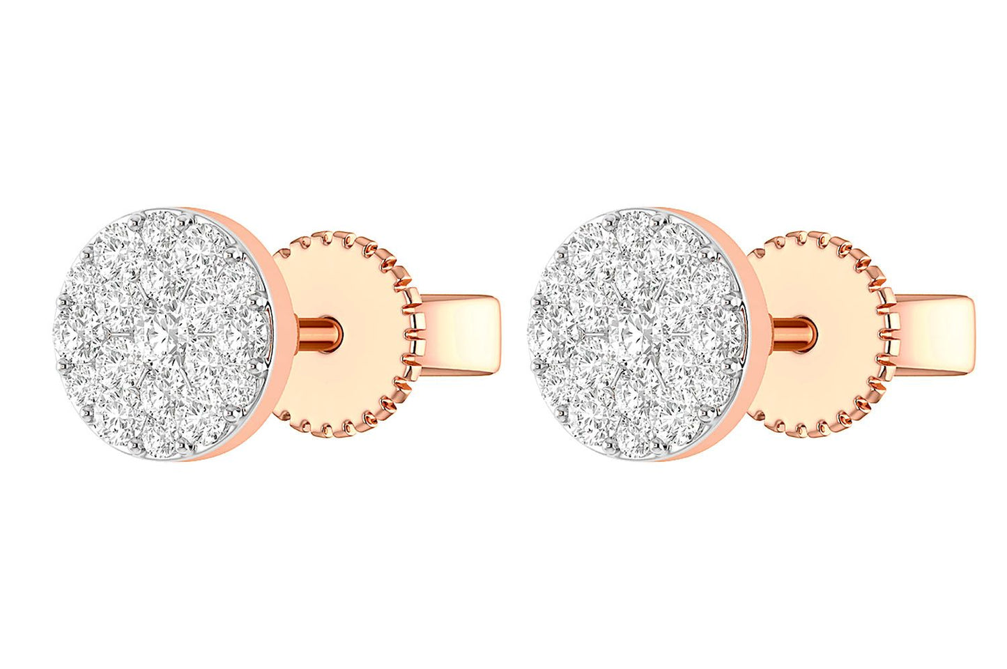 DIAMOND DISC CLUSTER STUD EARRINGS 14K SOLID GOLD 0.40CTW