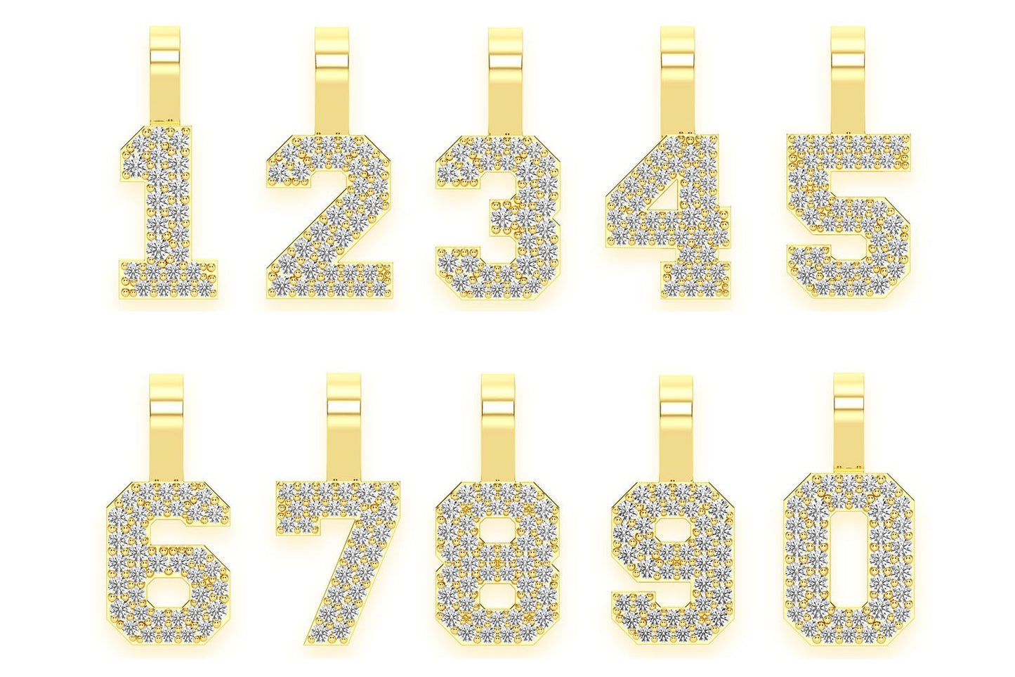 SMALL JERSEY NUMBER DIAMOND PENDANT 14K GOLD .10CTW