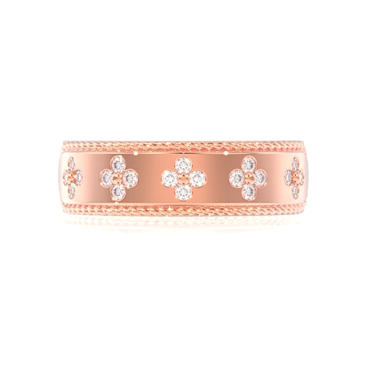 DIAMOND CLOVER ROPE BAND RING 14K SOLID GOLD 0.25CTW