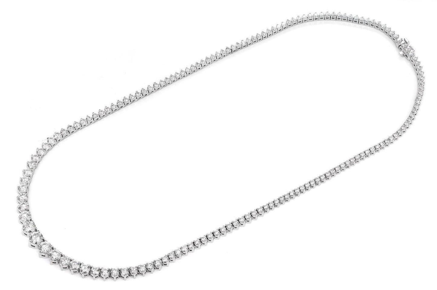 ROUND BRILLIANT DIAMOND GRADUATED TENNIS NECKLACE SOLID GOLD 9.45CTW
