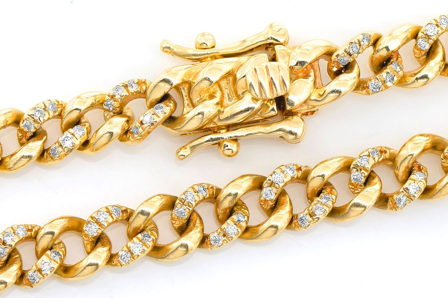 5MM MIAMI CUBAN HALF LINK DIAMOND NECKLACE 14K SOLID GOLD 1.50CTW