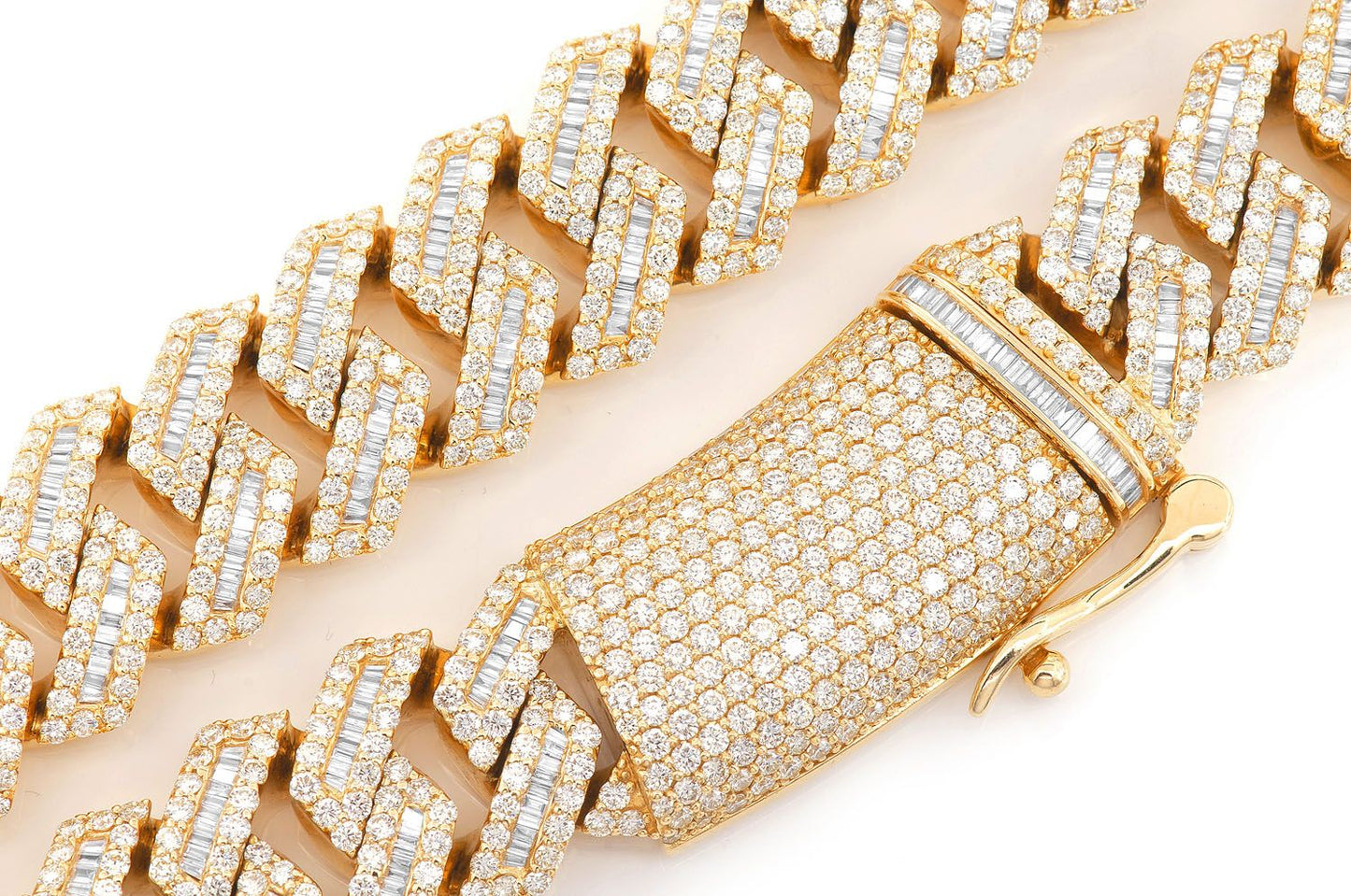 20MM BAGUETTE MIAMI CUBAN DIAMOND NECKLACE 14K SOLID GOLD 59.50CTW
