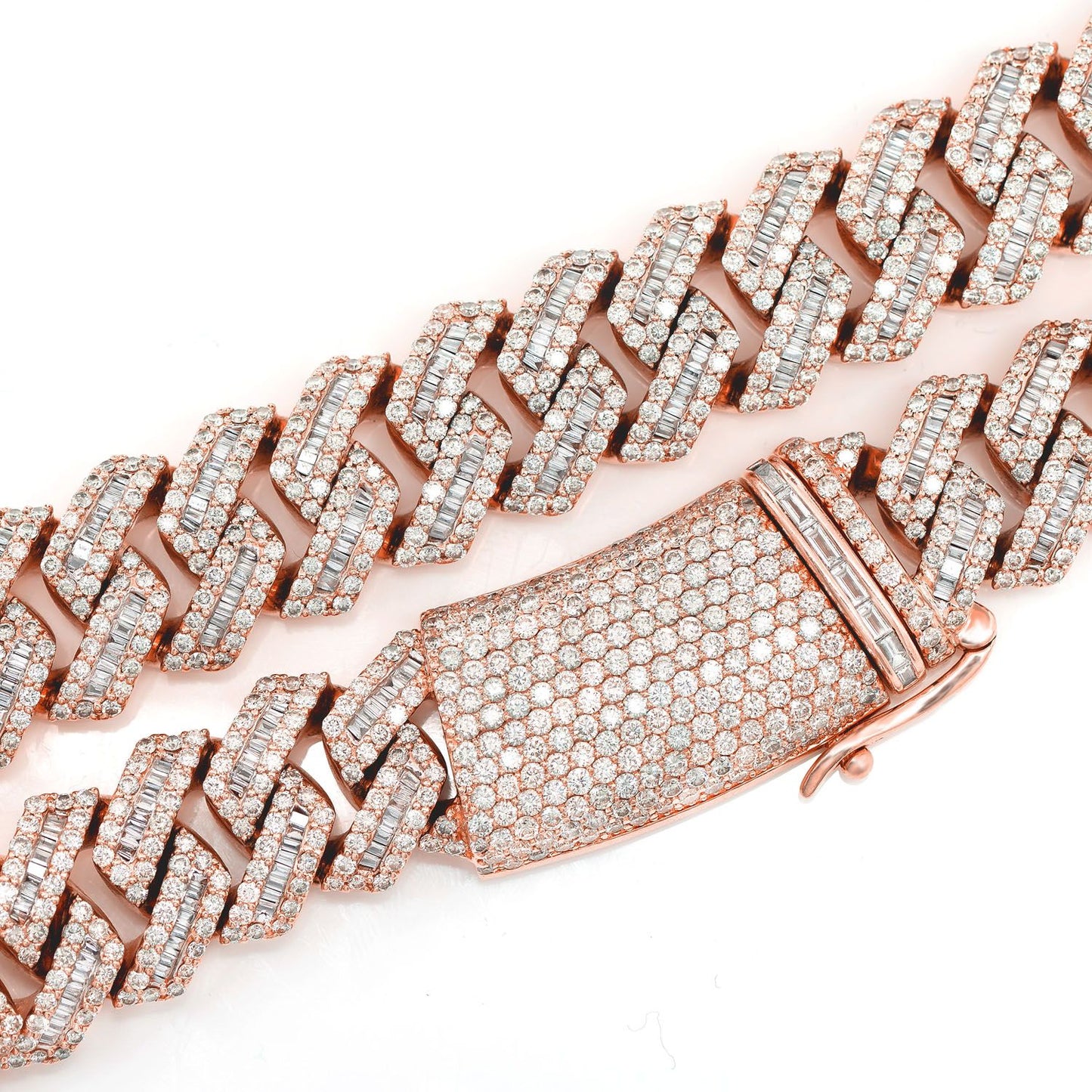 20MM RAISED BAGUETTE DIAMOND CUBAN LINK NECKLACE 14K SOLID GOLD 55.10CTW