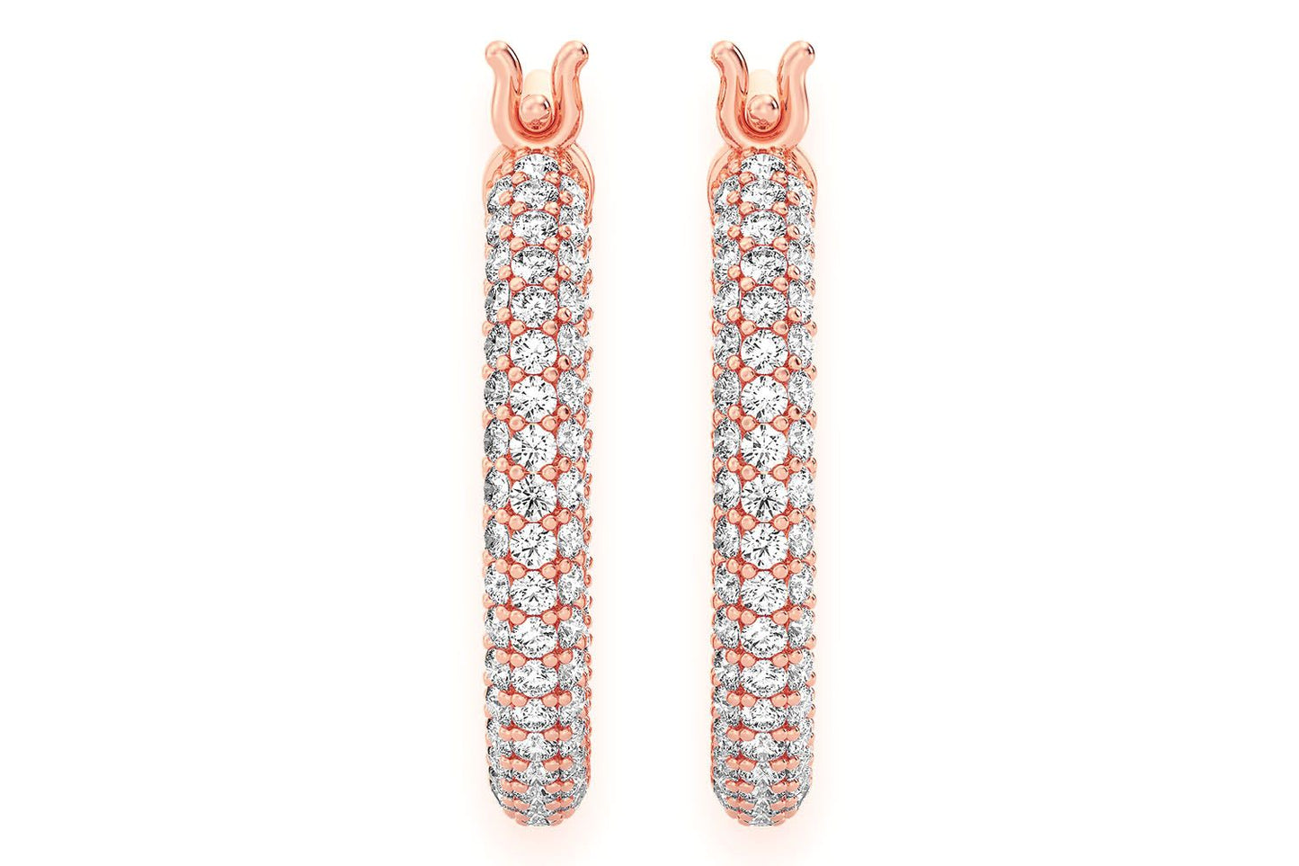 BUBBLY ETERNITY HOOP DIAMOND EARRINGS 14K SOLID GOLD 4.00CTW