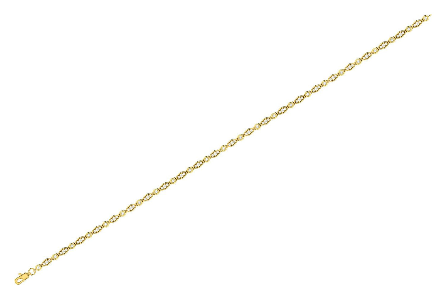 GEOMETRIC BEZEL SET LINK DIAMOND BRACELET 14K SOLID GOLD 0.50CTW