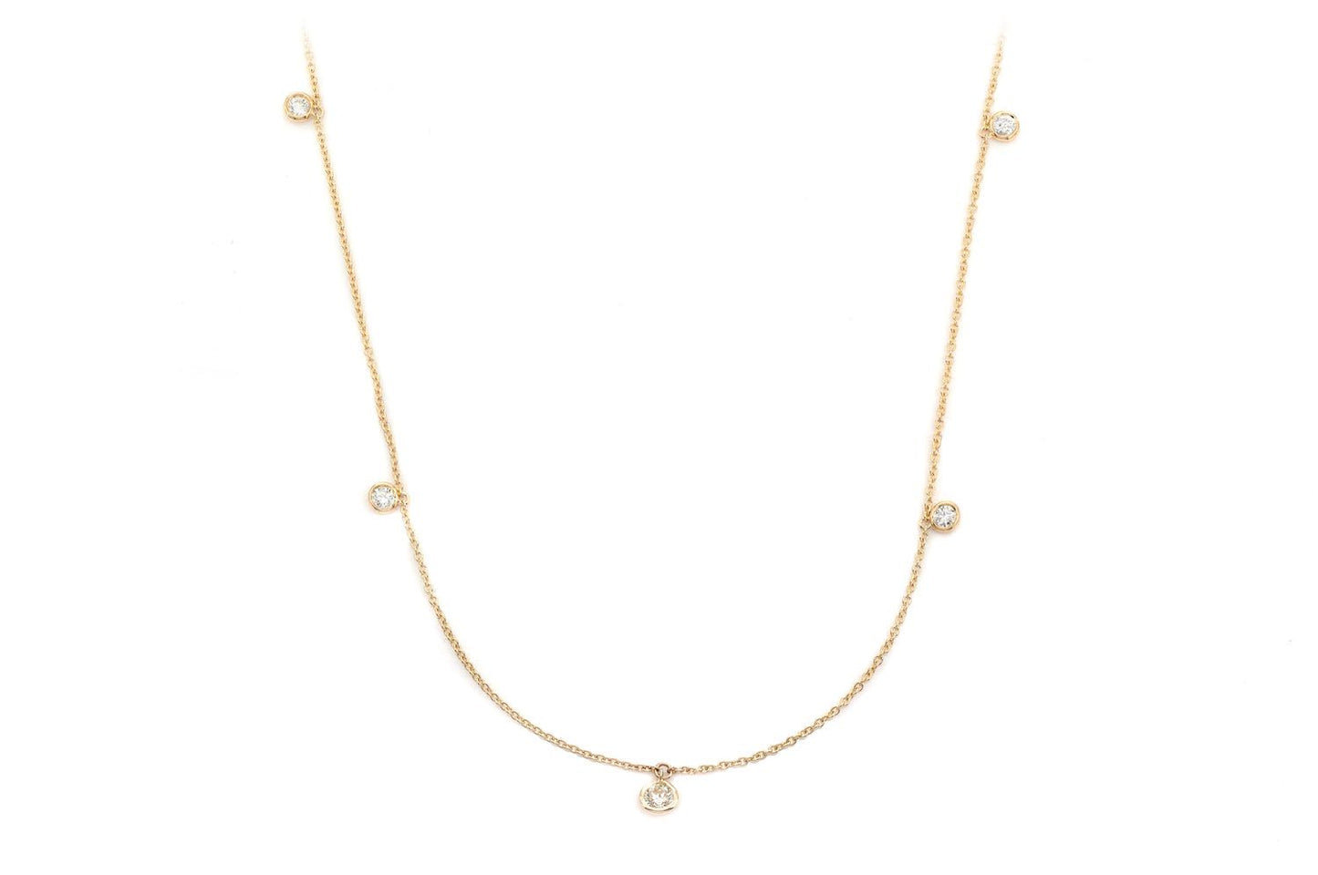 COLIER CU PICATĂ STATION BEZEL, AUR MASIV DE 14K, 0.60CT