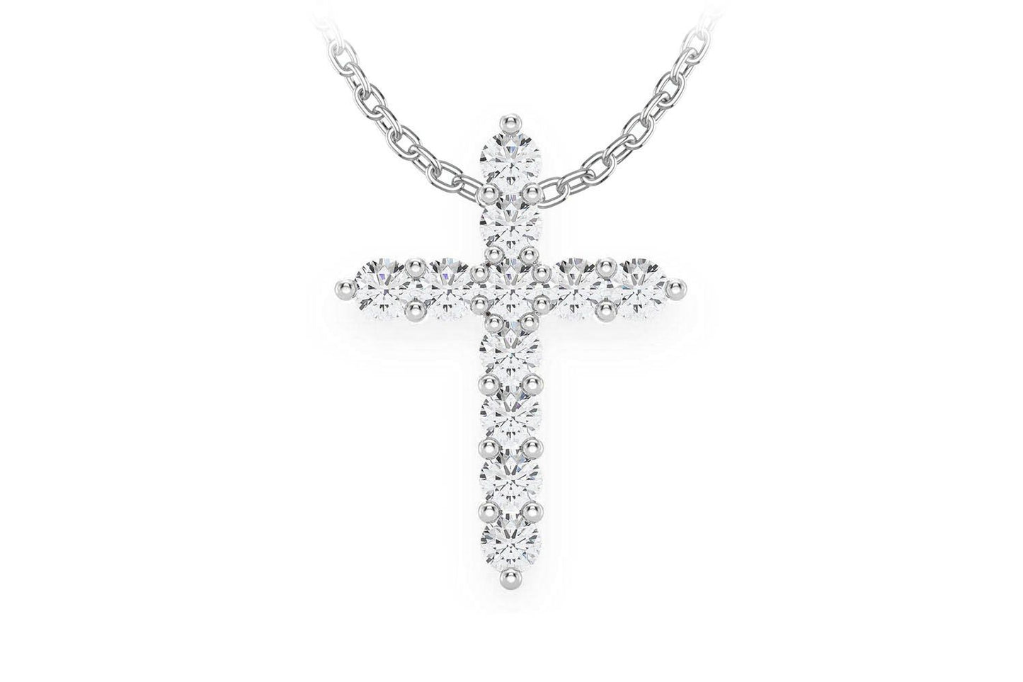 HIDDEN BAIL CROSS PENDANT 14K SOLID GOLD 0.40CTW