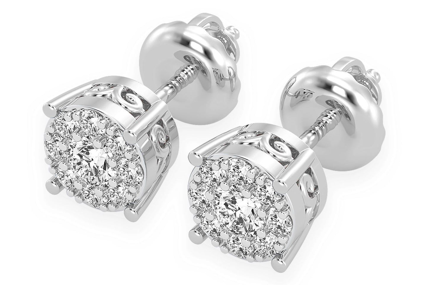 0.25CTW MOSAIC STUD DIAMOND EARRINGS 14K SOLID GOLD