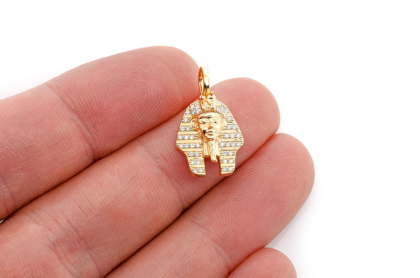 PHARAOH DIAMOND PENDANT 14K SOLID GOLD 0.20CTW
