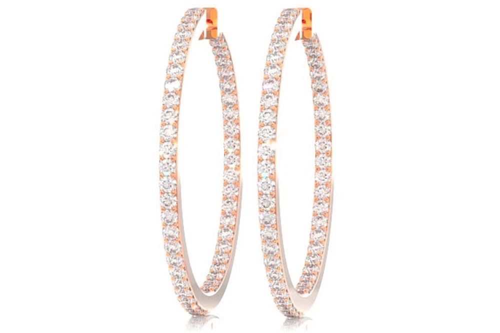 CEREALE MARI CU DIAMANTE, INTERIOR ȘI EXTERIOR, AUR MASIV DE 14K, 2,75 CT