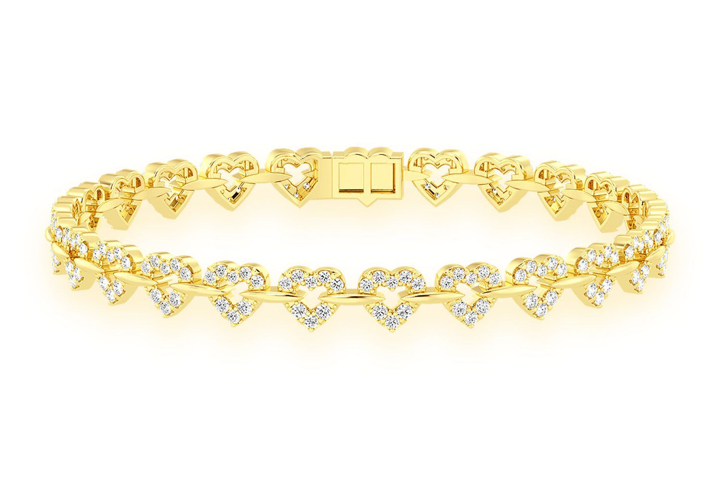 HEART SHAPE DIAMOND BRACELET 14K SOLID GOLD 2.35CTW