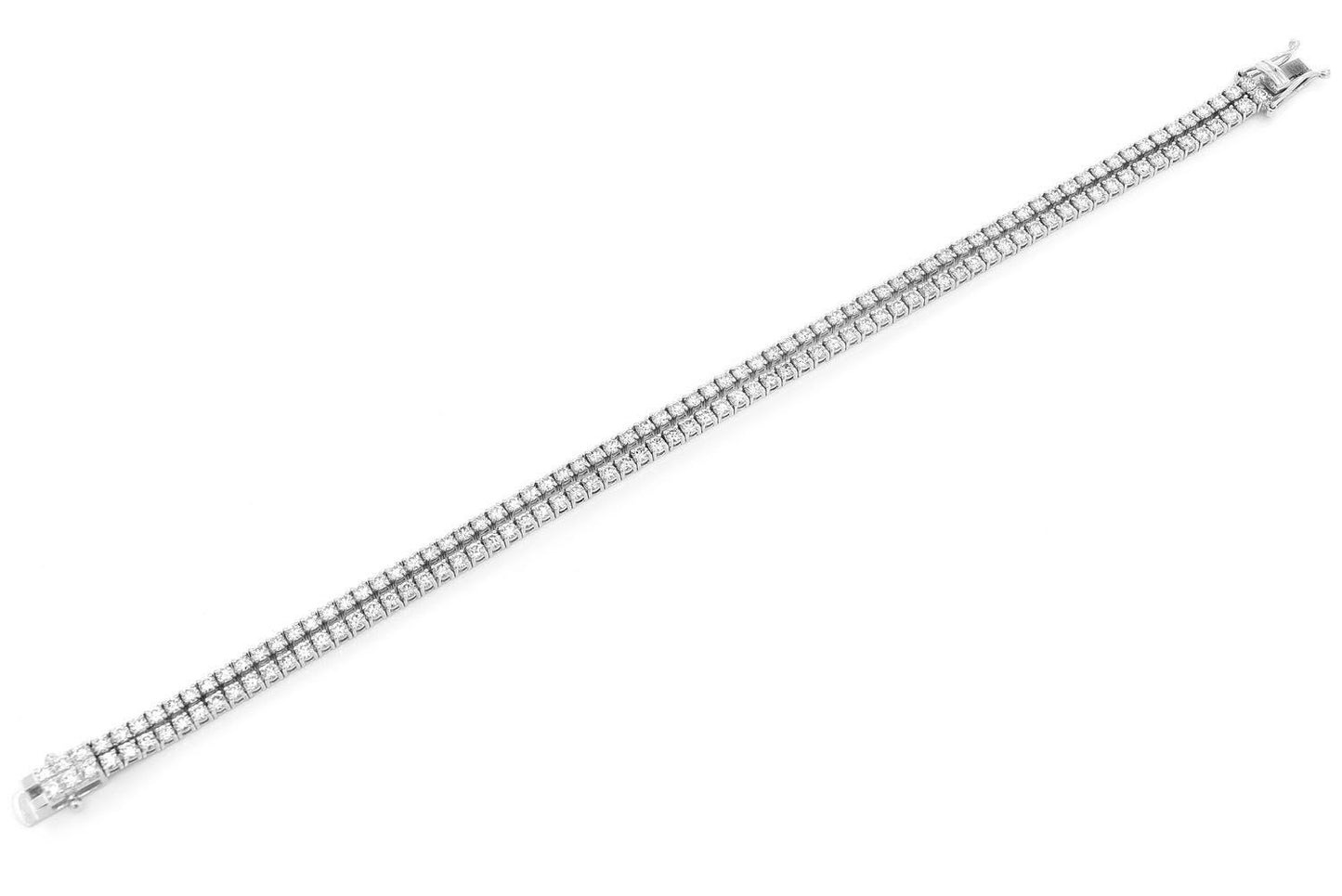 3PT TWO ROW PRONG SET DIAMOND TENNIS BRACELET 14K SOLID GOLD 4.75CTW