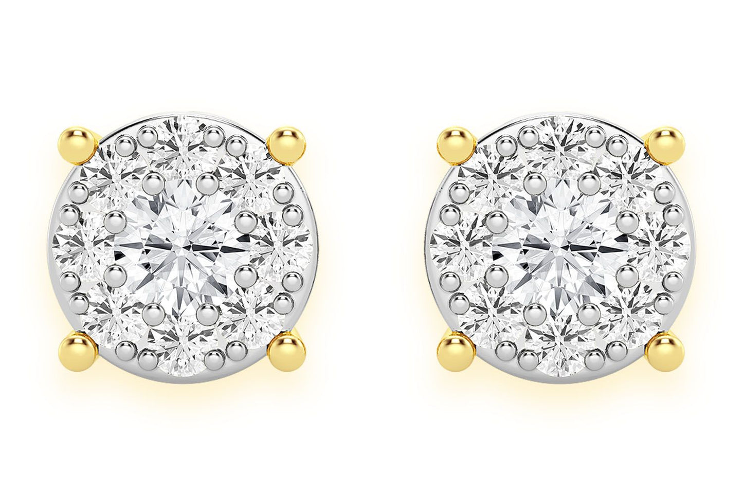 0.25CTW MOSAIC STUD DIAMOND EARRINGS 14K SOLID GOLD