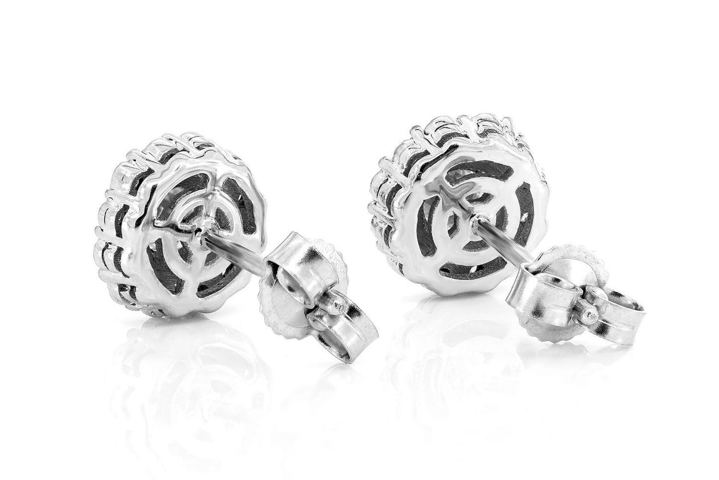 ROUND HALO MIRACLE SET EARRINGS 14K SOLID GOLD 0.35CTW