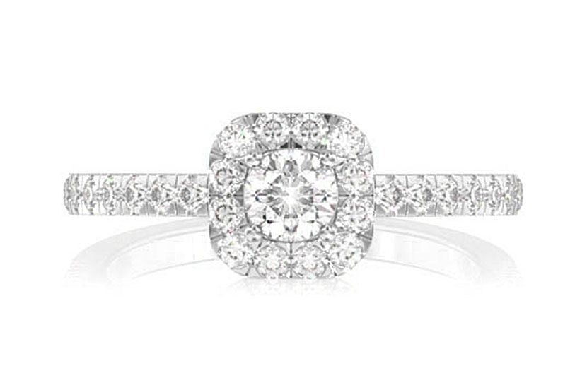 THAV - 0.75CTW SQUARE HALO - DIAMOND ENGAGEMENT RING