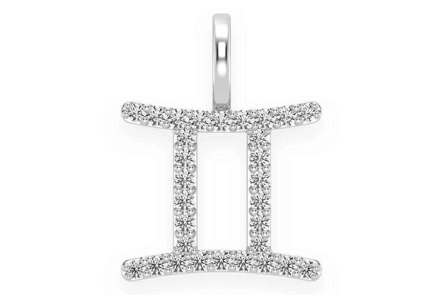 GEMINI ZODIAC DIAMOND PENDANT 14K SOLID GOLD 0.10CTW