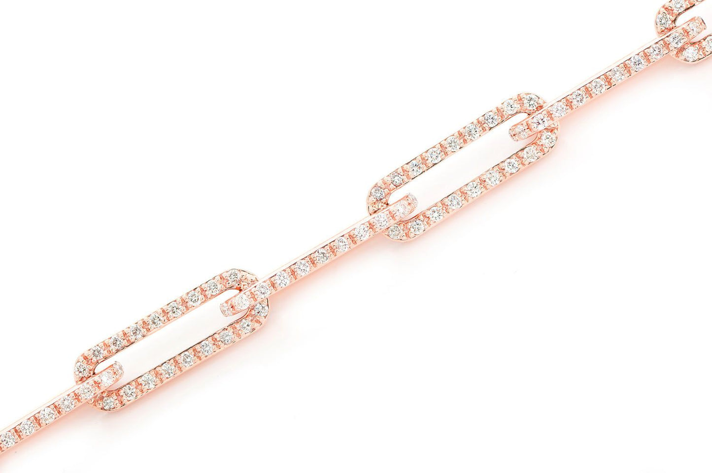 1 ROW ELONGATED ROLO LINK DIAMOND BRACELET 14K GOLD 3.25CTW