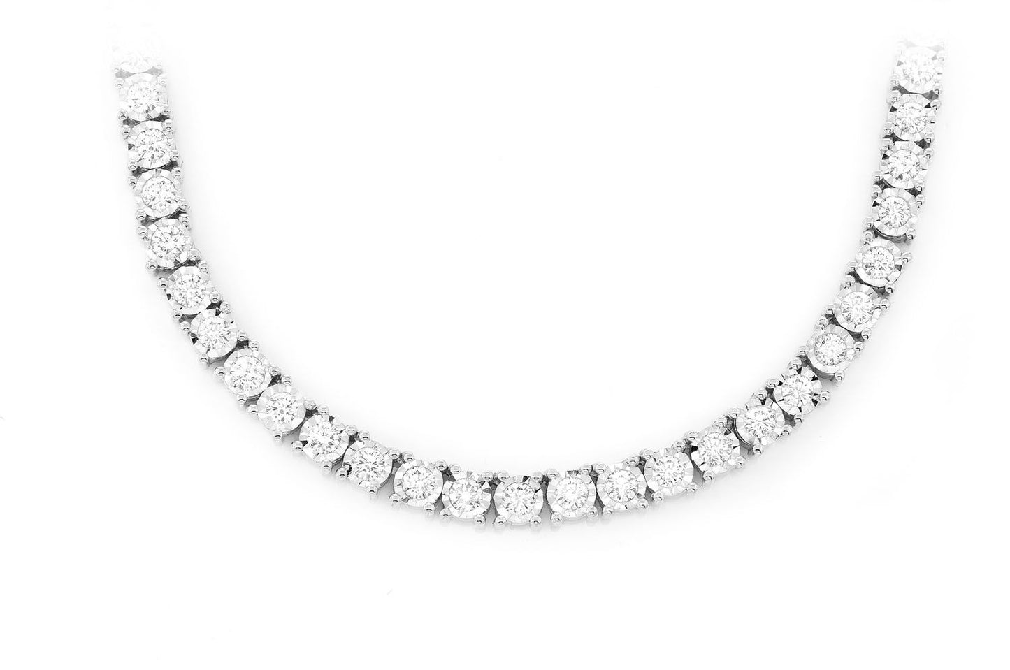 COLIER TENIS CU SET MIRACULOS DE 9PT, AUR MASIV DE 14K, 10.00CTW