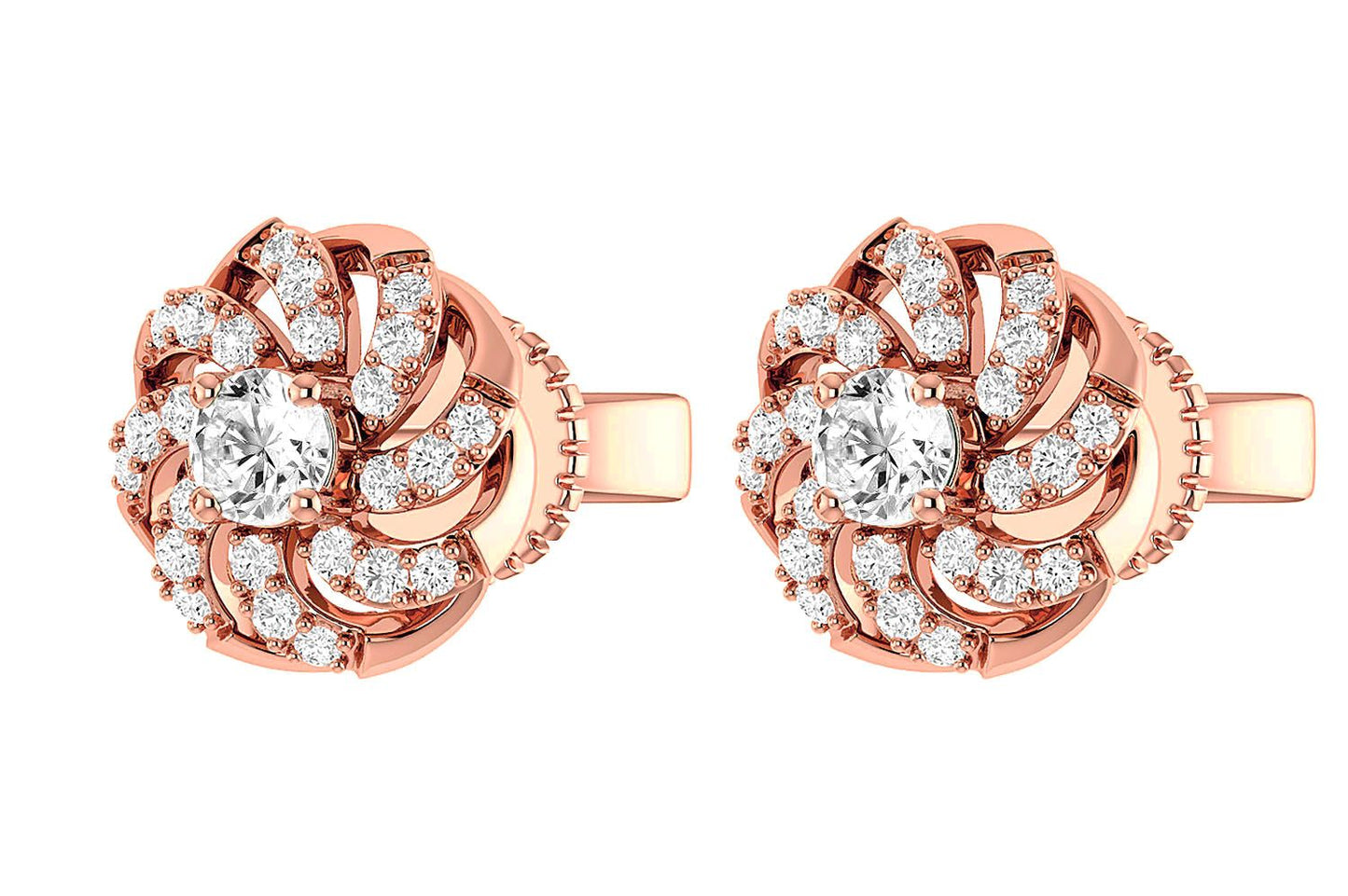 SPIRAL DOME DIAMOND STUD EARRINGS 14K SOLID GOLD 0.25CTW