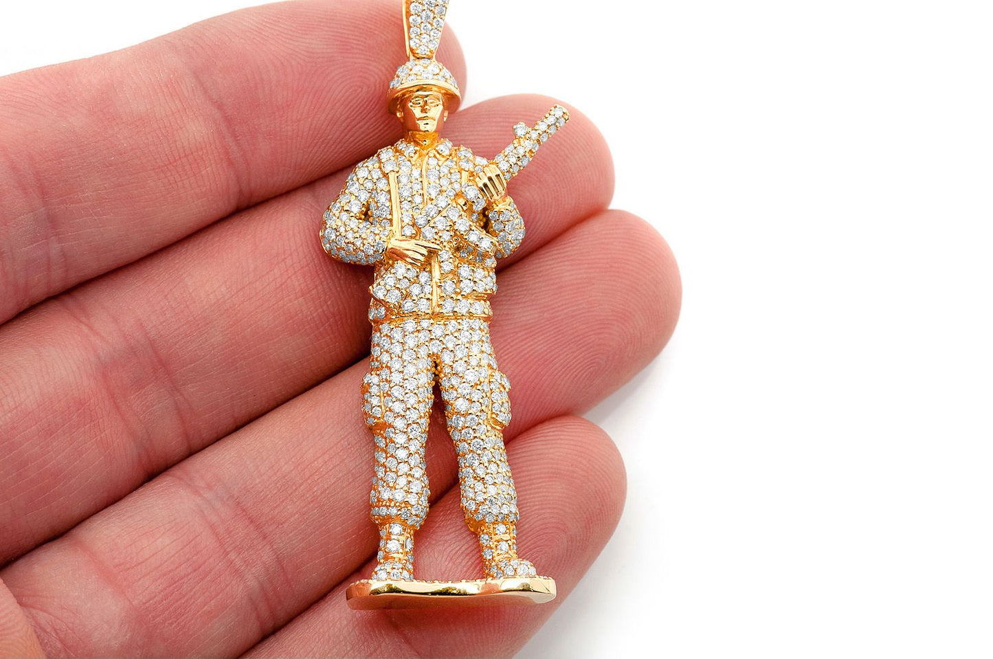 TOY SOLDIER DIAMOND PENDANT 14K SOLID GOLD 4.50CTW