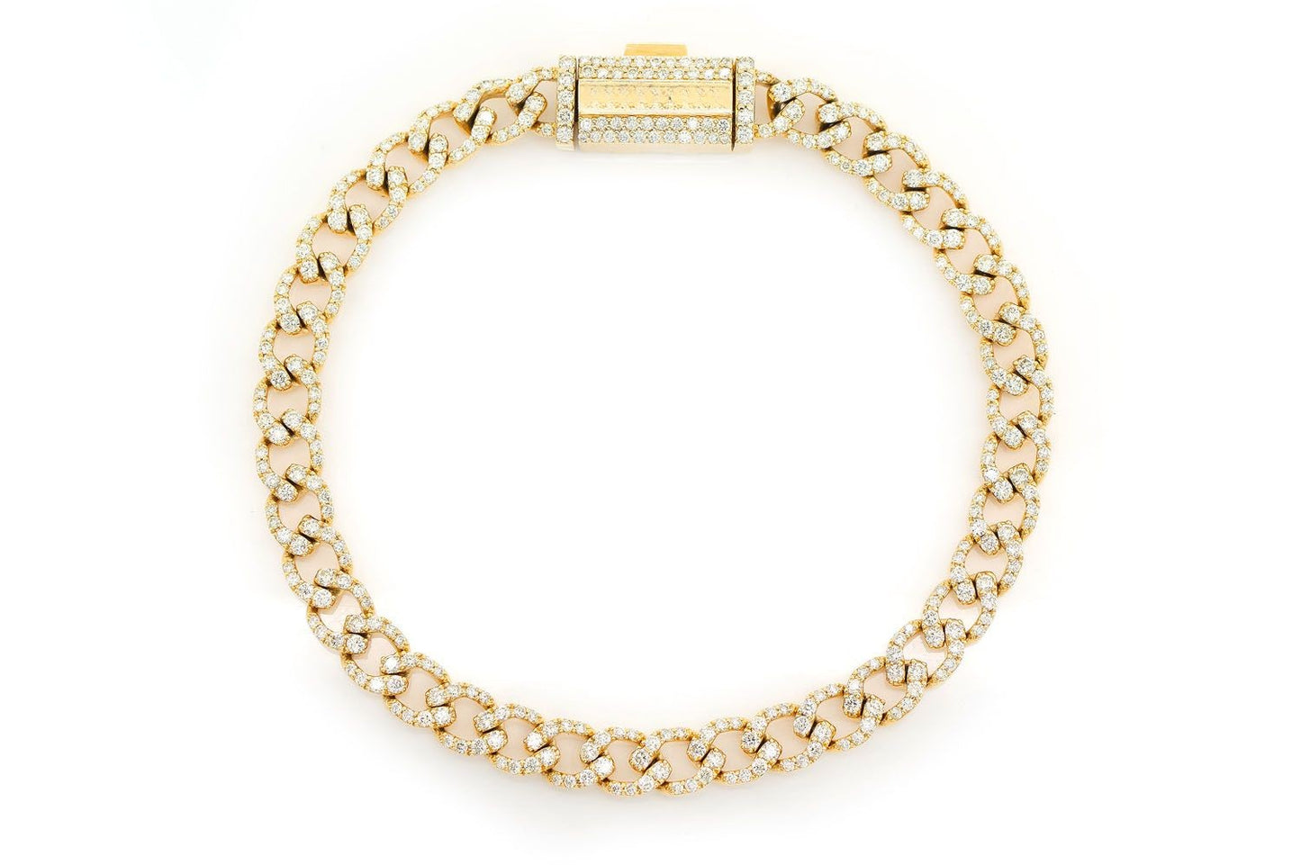 6MM DIAMOND CURB LINK BRACELET 14K SOLID GOLD 4CTW