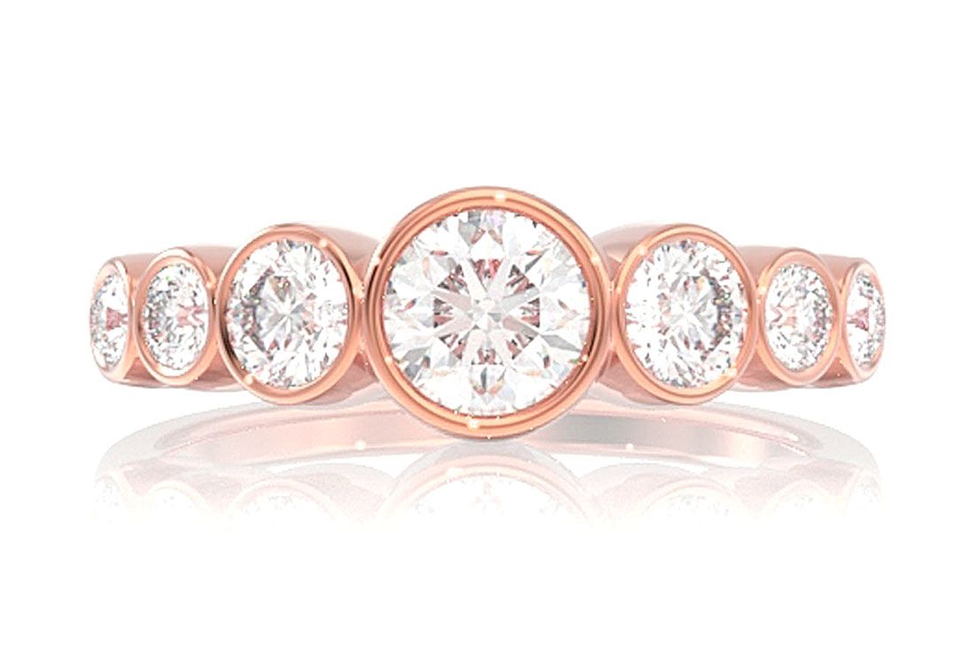 7 BEZEL SET DIAMOND ENGAGEMENT RING - 1.20CTW