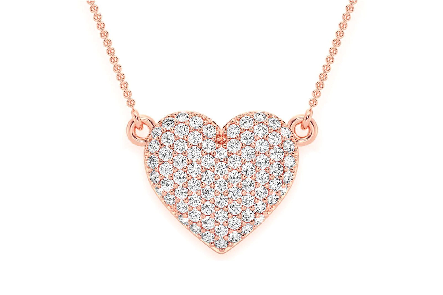 COLIER CU INIMĂ ȘI DIAMANTE CONECTATE, AUR MASIV DE 14K, 0.25CT