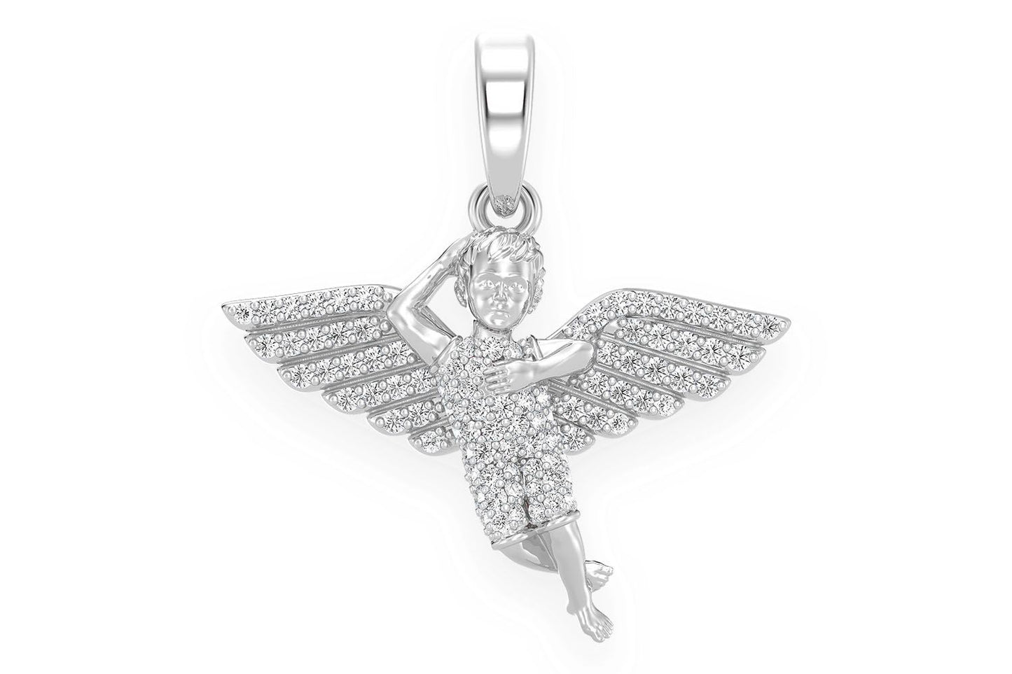 ANGEL DIAMOND PENDANT 14K SOLID GOLD .33CTW